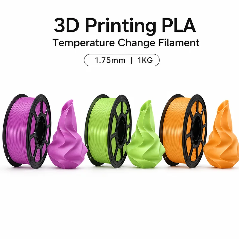 3D Printing Consumable 1.75mm Thermochromic PLA Filament 1KG Roll Heat Induced Color Change Stable Output Fit For Most FDM