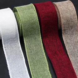 (5 meters/pack) 40mm colored linen ribbon wire edge ribbons flower lace gift box cake packaging ribbon
