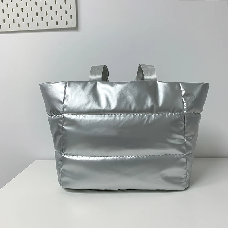 Übergroße lässige Reisetasche für Frauen wasserdichte Nylon gepolsterte Einkaufstasche geste ppte Baumwolle Raum Handtasche Messenger Mode Paar Tasche – Detail 11