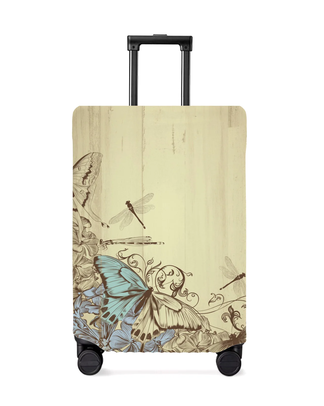 

Wood Grain Plant Butterfly Retro Travel Luggage Protective Cover Travel Accessories Suitcase Elastic Dust Case Protect Sleeve