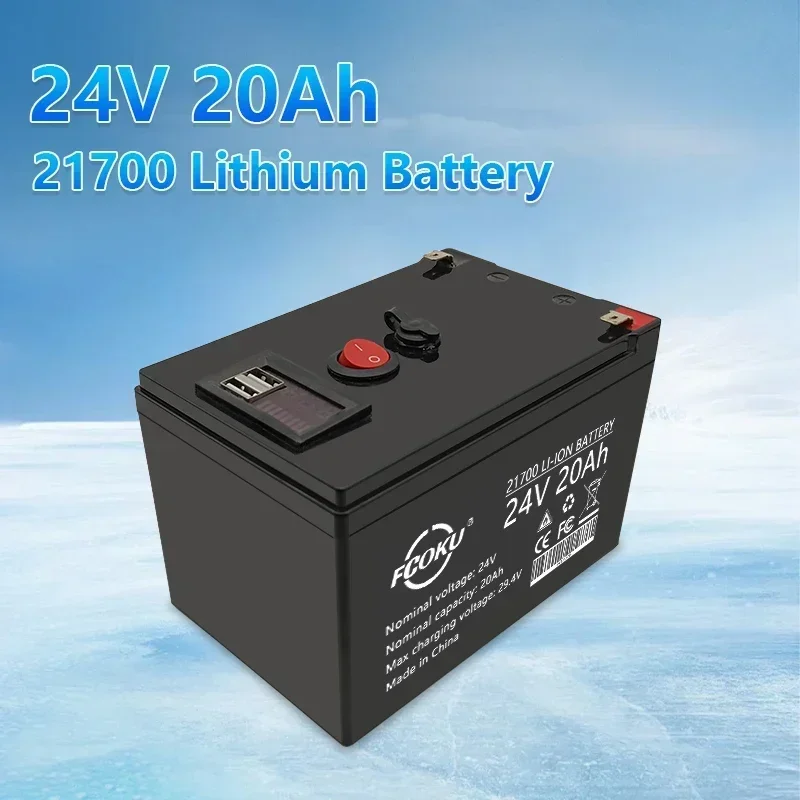 

High-Capacity 21700 6S3P 24V 20Ah Rechargeable Lithium Battery Pack,for Solar Energy Electric Vehicle Li-ion Battery+ Charger