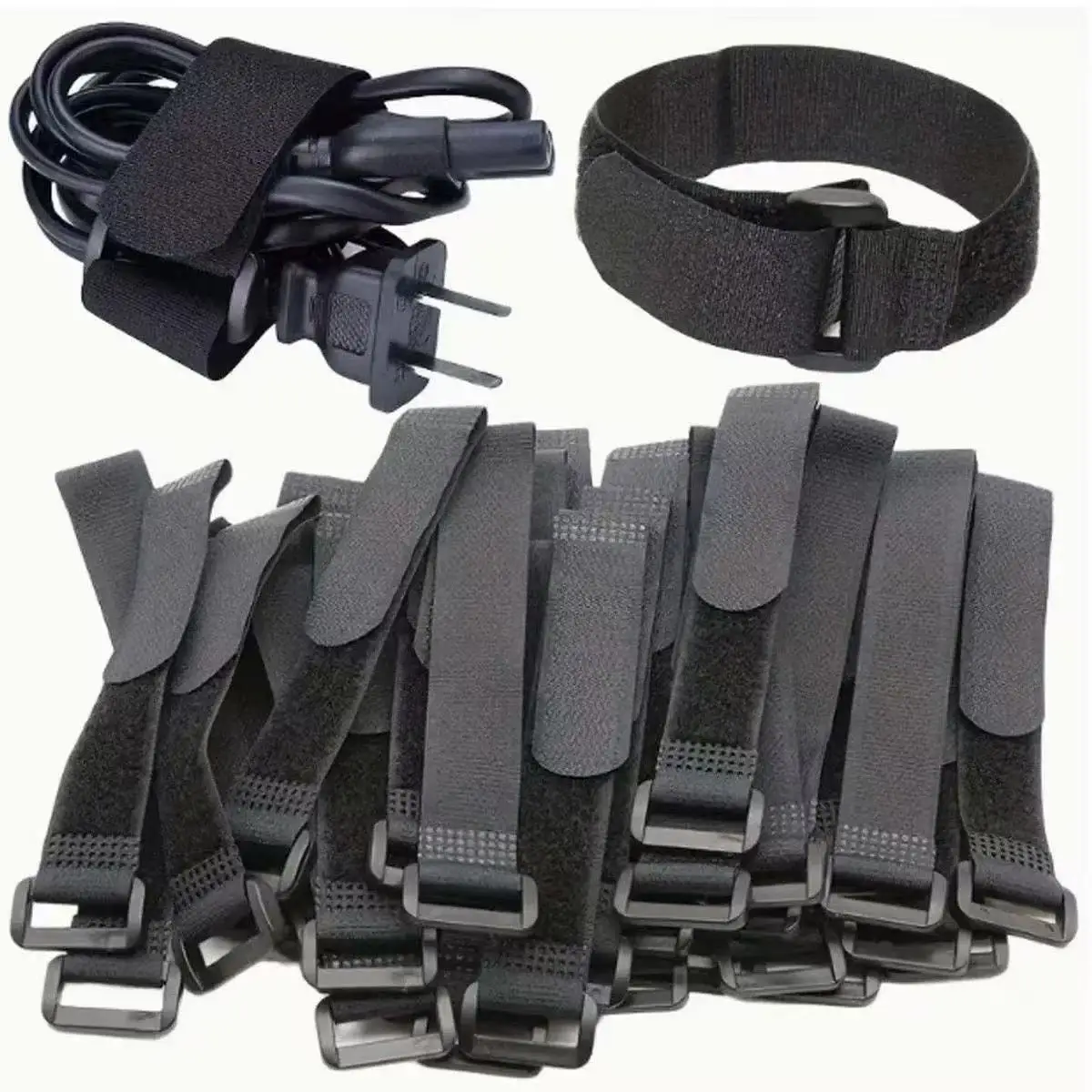 20 reusable zip ties, hook and loop zip ties for wire management, organizer and zip ties for electronics, home, and office use