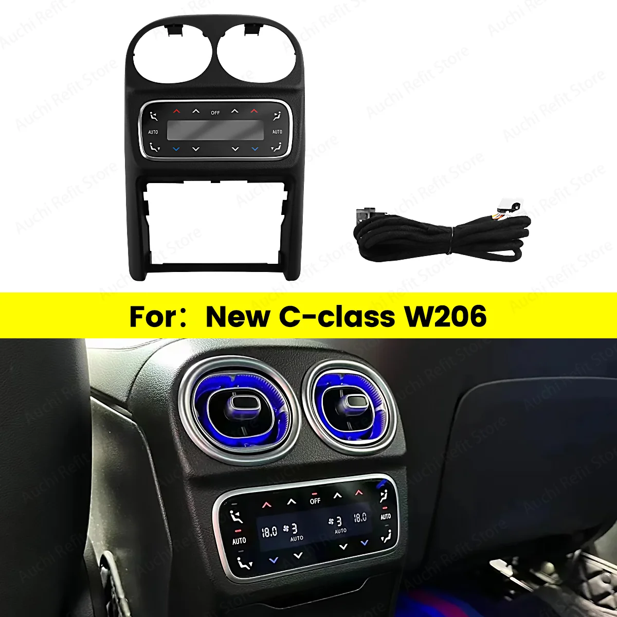 

Rear LCD Conditioner Air Vent Panel Switch Touch Screen For Mercedes Benz New C Class W206 Car Rear Air Vent AC LCD Control
