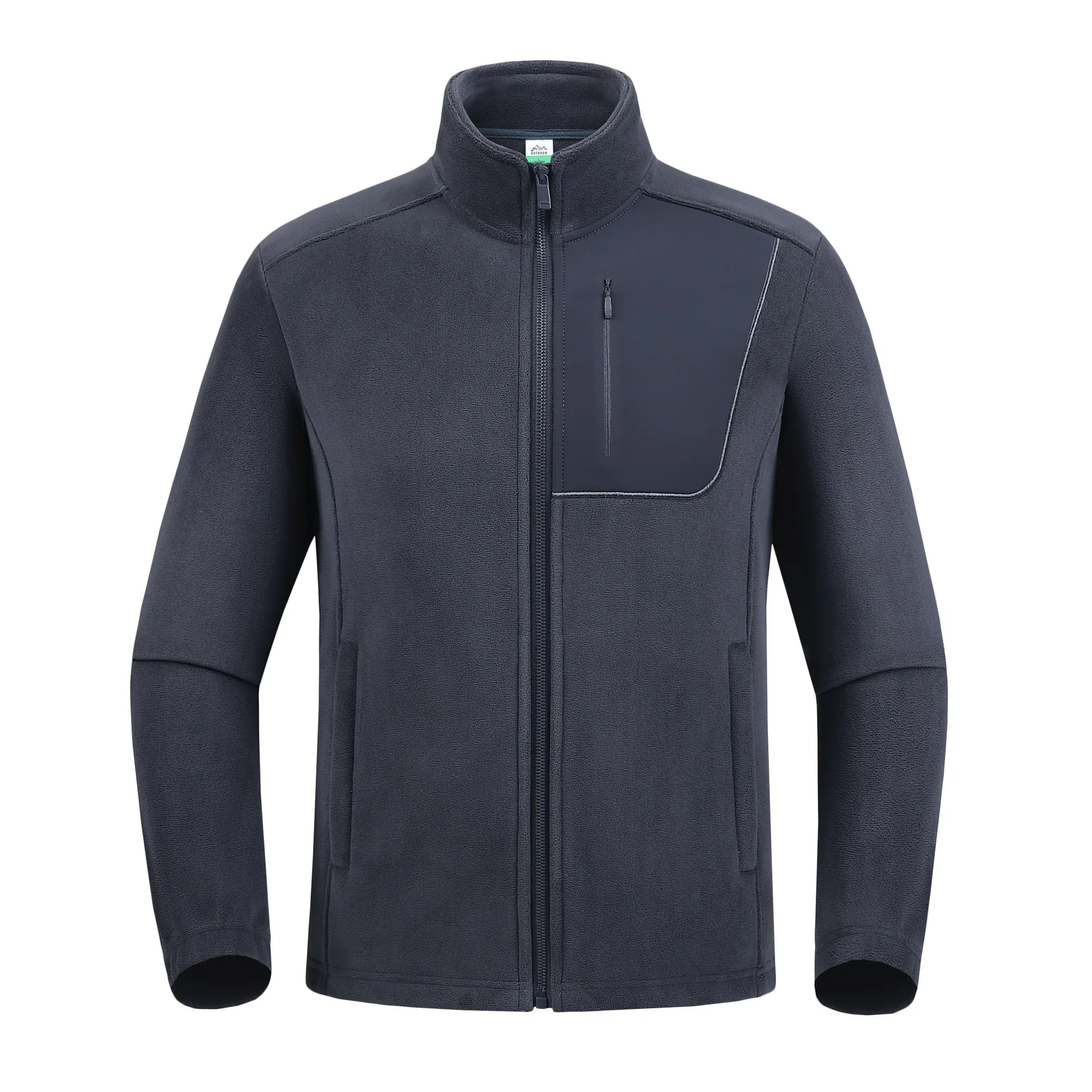 

Autumn Winter Man Coat Simple Solid Color Zipper Outdoor Male Outerwear Stand Collar Long Sleeve Versatile Men Plush Jacket