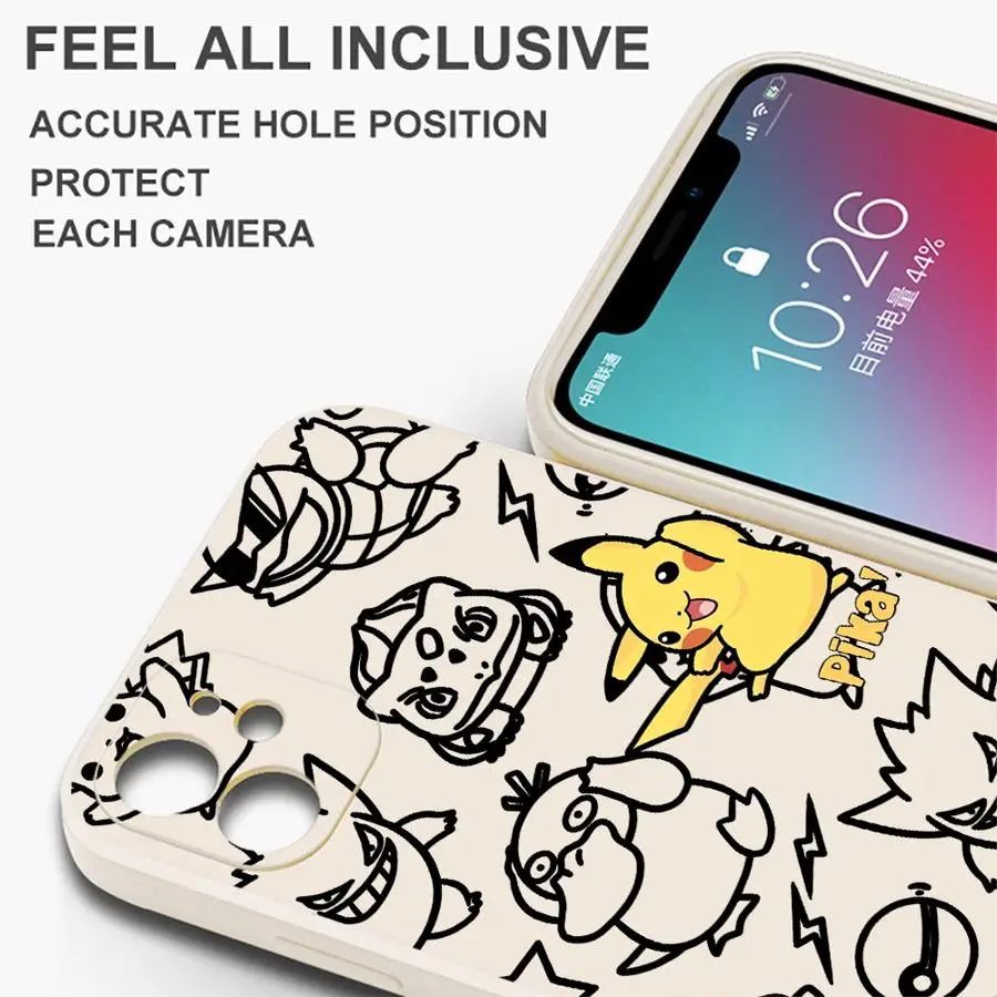 حافظة لهاتف آيفون 11 16e 13 16 16Pro Max 14 Pro 12 15Plus 15 غطاء ناعم بوكيمون بيكاتشو