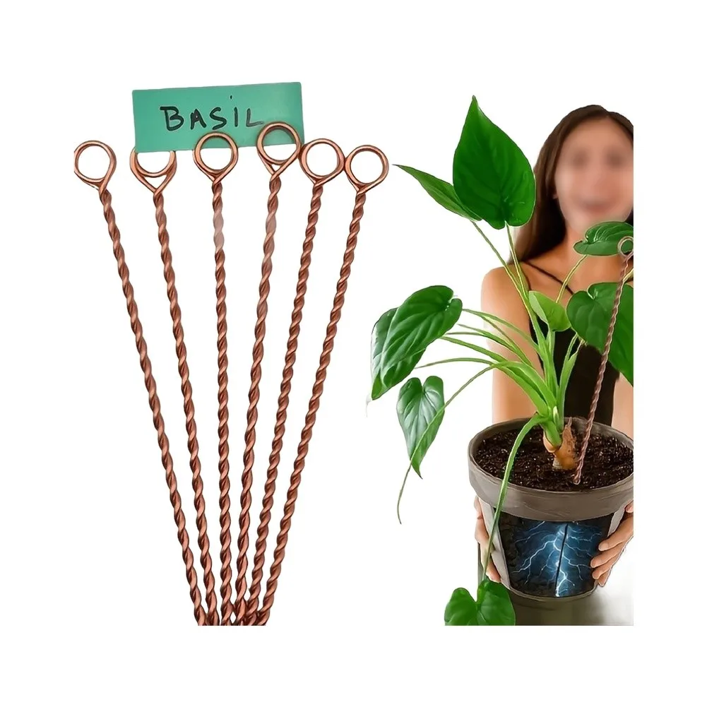 1Pc Copper Coil Plant Stake Twisted Ribbon Bayonet Ring For Electro‑cultivation Plant Support Practical Gardening Tool