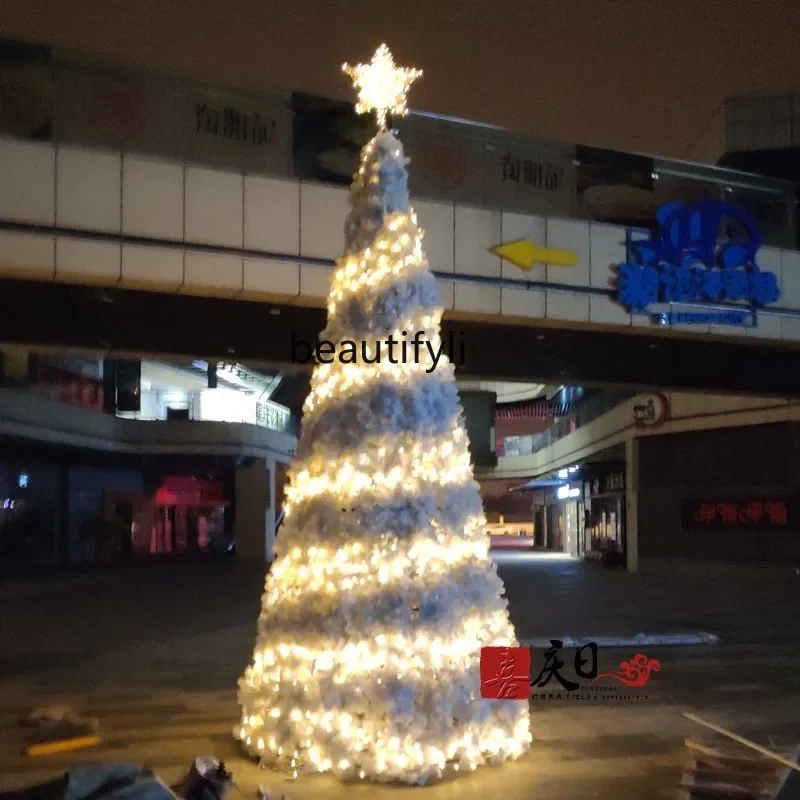 Modern white large Christmas tree frame 3 meters, Christmas tree set white rattan decorated tree