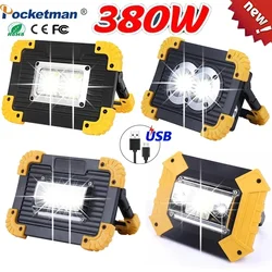 380W Powerful Spotlight Portable Work Lights LED Rechargeable Waterproof  Outdoor Power Bank Lantern for Search Camping by 18650