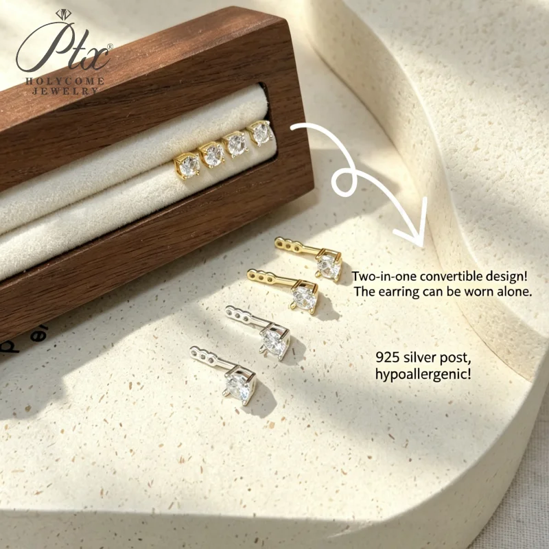 Ohrstecker, 3 mm, rund, aus 925er Sterlingsilber, mit Haken zum Aufhängen, für Damen, exquisit, elegant, feiner Schmuck, Geschenk zum Jahrestag. – Detail 3