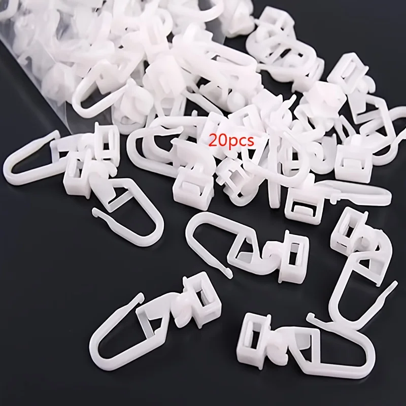 20 crochets pour tringle à rideaux, glissières de rideau avec tête de 34 mm pour rails de rideaux, ensemble de glissières de plafond pour rails de rideaux, pliables et verrouillables