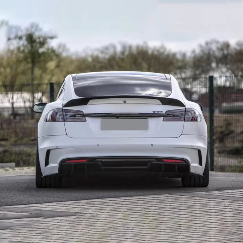 For 2014-2019 Tesla Model S Real Carbon Fiber Rear Trunk Spoiler Tail Boot Racing Trunk Wing Car Styling Decoration