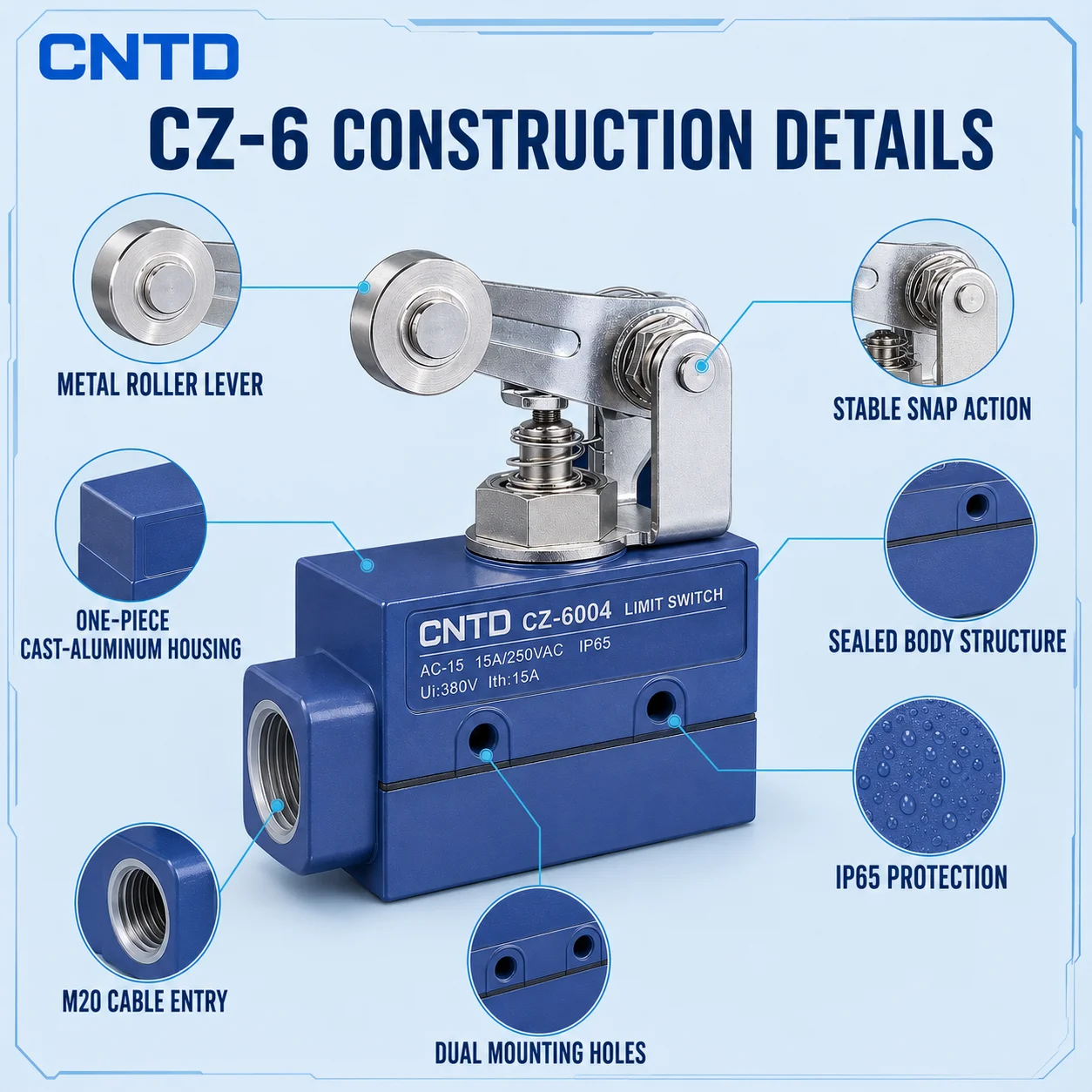 مفتاح الحد من سلسلة CNTD CZ‑6 - مراجعة Limit Switch وسعره