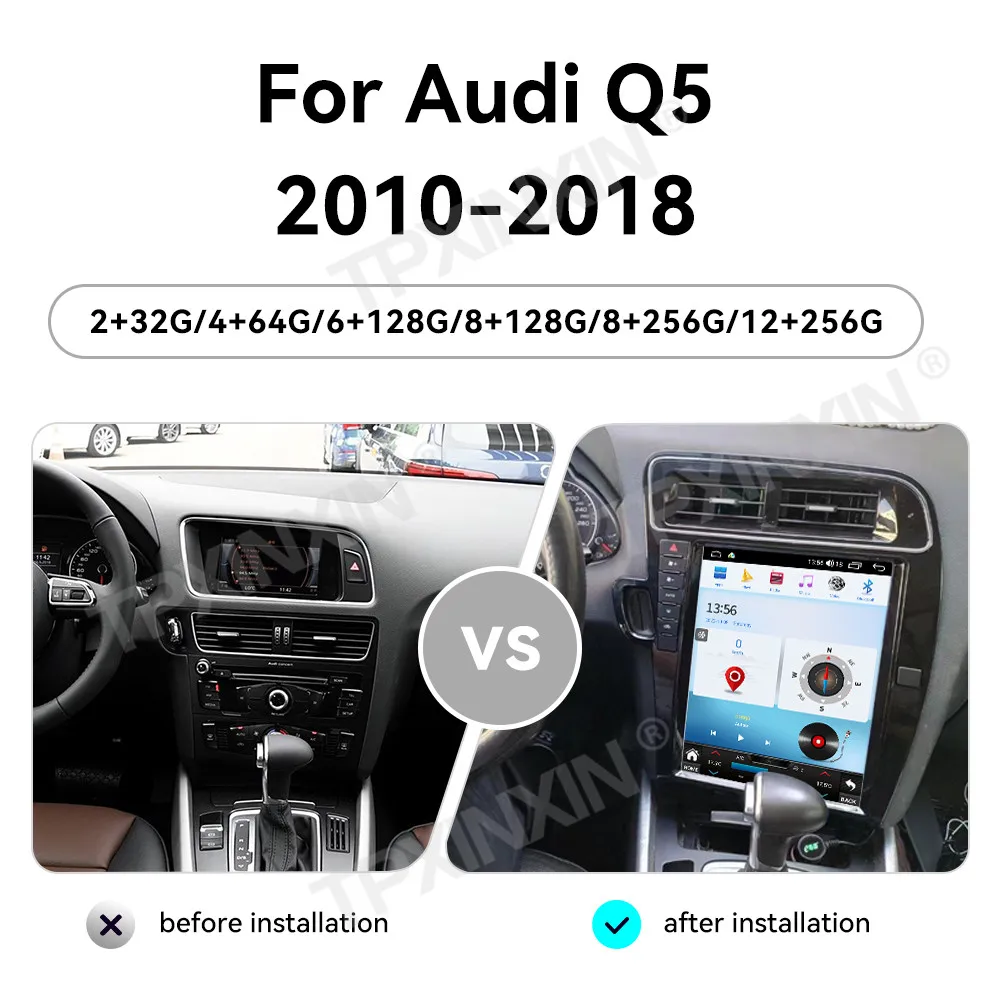 For Audi Q5 A5 A4 B8 S4 2010 - 2018 Vertical Screen Android Car Radio Multimedia Video Player Wireless Carplay Autoradio Stereo