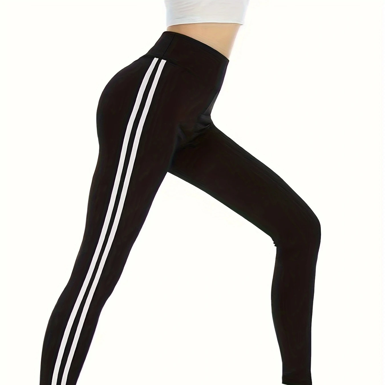 Mode Streep Fitness Sport Leggings Koreaanse Versie Lange Gym Legging Met Witte Lijn Hoge Stretch Nieuwe Vrouwen Legging Yt91006