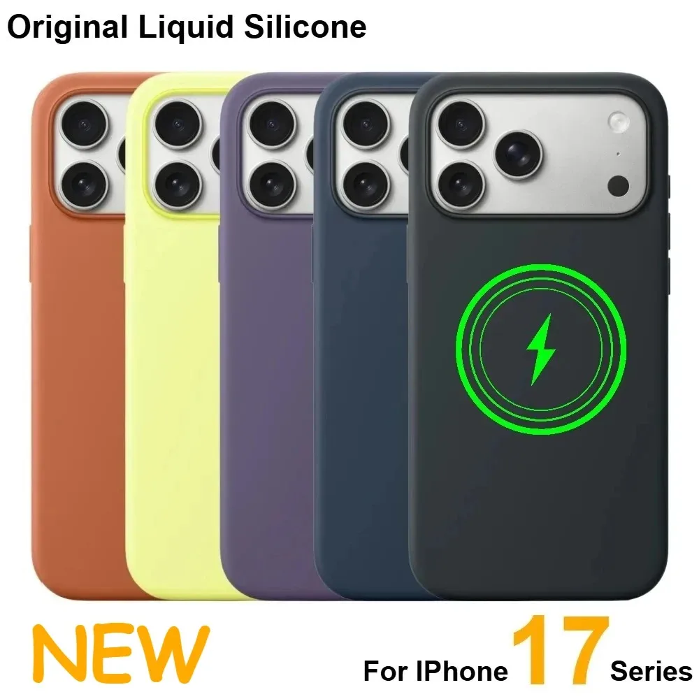 Original Flüssig-Silikon Handyhülle für iPhone 17 Pro Max Air mit MagSafe Kompatibilität für Kabelloses Laden Stoßfeste Schutzhülle