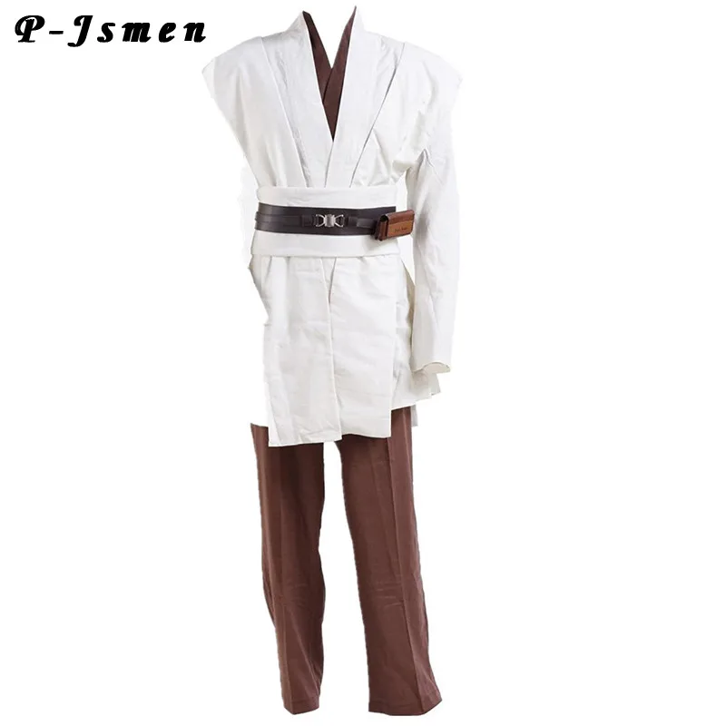 P-Jsmen Movie Star Robe Obi Wan Cosplay Costume Tunic Robe Full Set Halloween Hooded Cloak Robe Uniform For Unisex Big Size XXXL