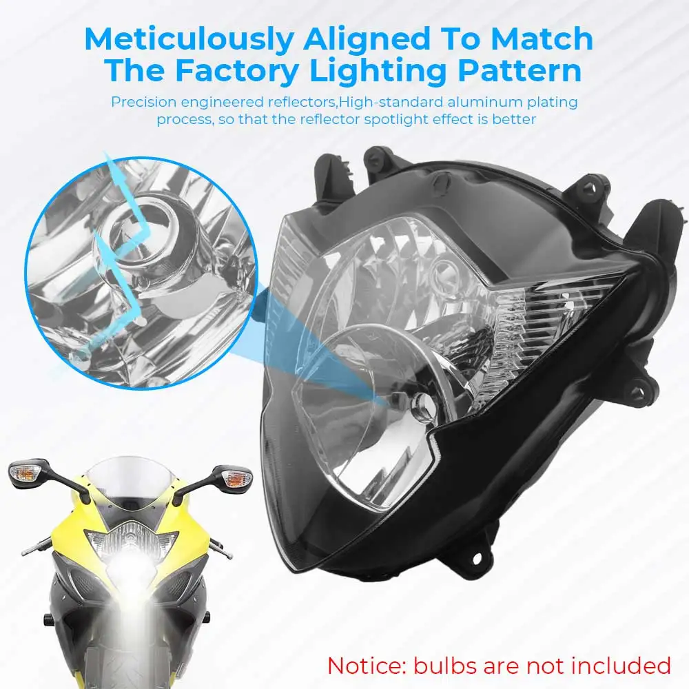 Picture 5: Headlight Lamp Assembly Housing Fits For Suzuki Gsx-R1000 Bandit Gsx650F/Fa/Fu/Fua 2005-2016 Abs Plastic Black Casing Clear Lens