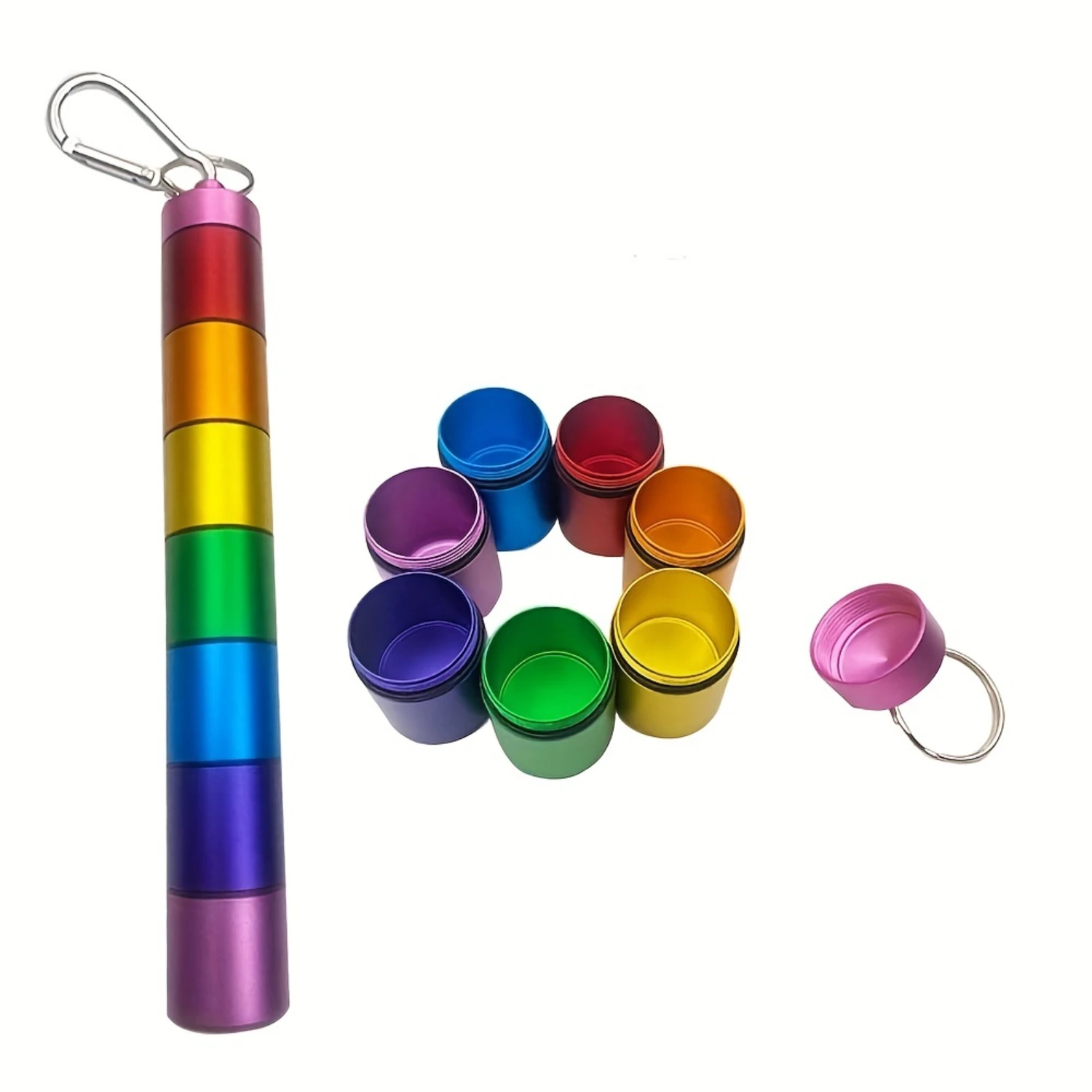 1pc Pill Box Portable Sealed Metal Medicine Box, Can Be Split Into A Week, Aluminum Alloy Color Moisture-proof  Keychain Bottle