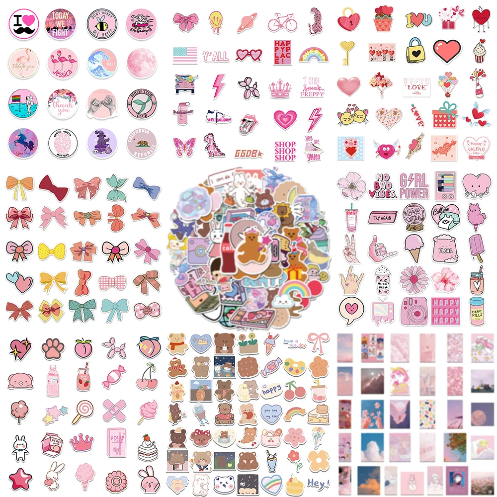 10/30/50PCS Cartoon Pink Stickers Series Creativo Piccolo Fresco Graffiti Bagagli Laptop Casco Notebook Decorazione Del Telefono All'ingrosso