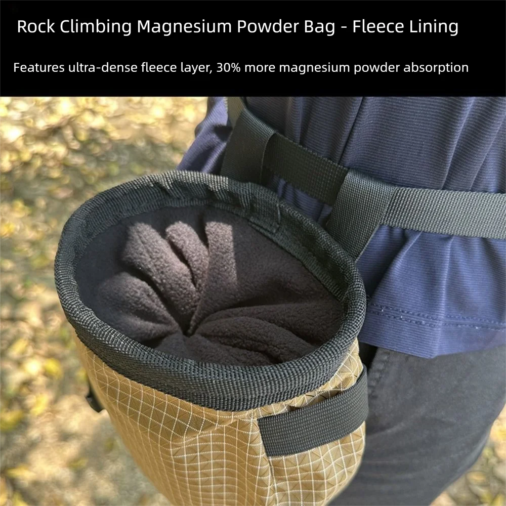 Bolsa de tiza portátil para escalada en roca, impermeable, resistente al desgaste, bolsa de cintura en polvo de magnesio, cordón reutilizable