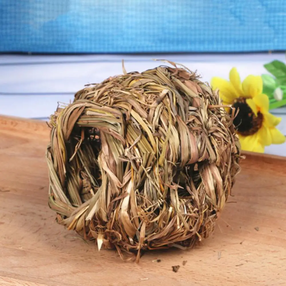 Nest Small Grass Cage Bed Pet Woven Straw Rabbit Hamster House Chew Toy Hedgehog Bed