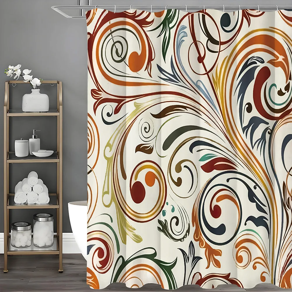 

Скандинавская занавеска для душа с изогнутыми линиями, моющаяся грязеотталкивающая насадка для душа, водонепроницаемая полиэстеровая занавеска для ванны для домашнего декора