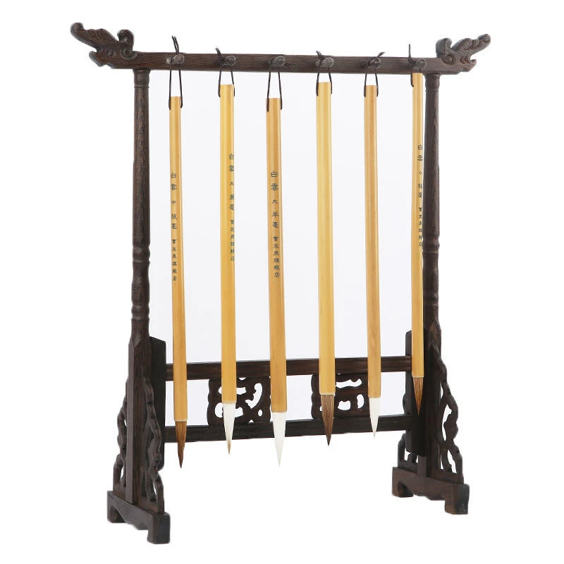 

Wooden Penholder Brush Pen Stand Holder Chinese Calligraphy Brush Pen Holder Painting Brush Rack Study Room Decoration Supplies