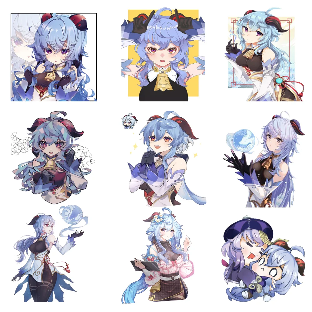 Iron-on Transfers Japan Anime Figure Genshin Impact Patches for Clothing DIY Women's T-shirt Applique Ganyu Stickers on Clothes