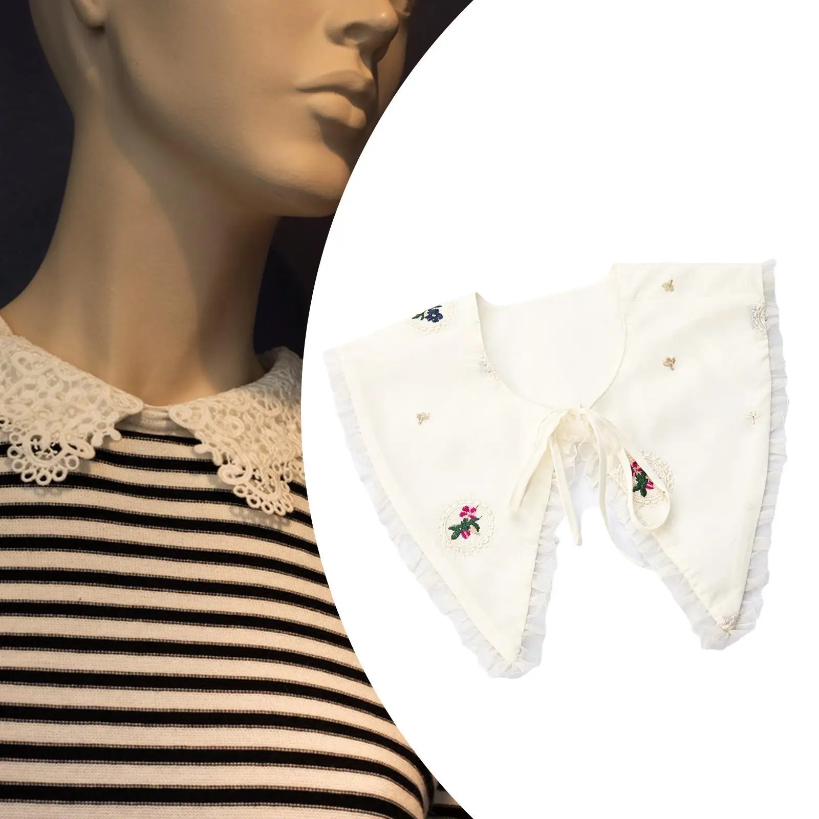 شال بياقة كاذبة، ياقة مزيفة، ياقة صناعية أنيقة قابلة للفصل للسترة، القميص، الفستان، البلوزة للارتداء اليومي