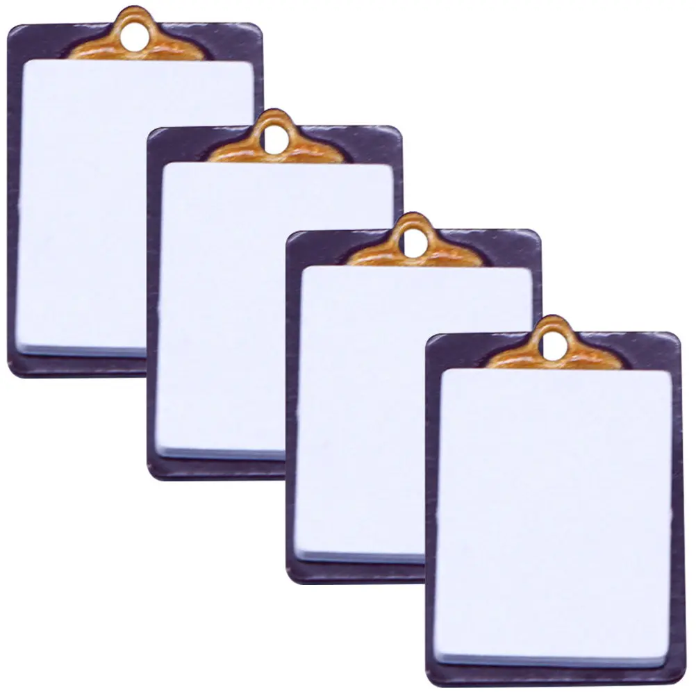 4Pcs Mini Writing Board Decor Set Lovely Mini House Supply Simulation Clipboard for Children Creative Play Room Art Decor
