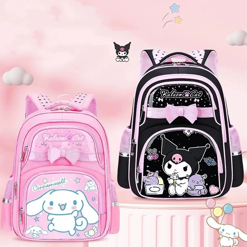 

Miniso Sanrio Kuromi Primary Student Bags Large Capacity Cute Cartoon Kids Schoolbags 1-6 Grade Children Bookbags Back To School