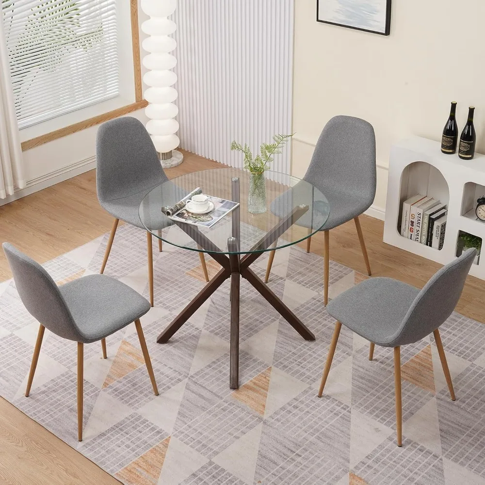 Dining Chairs Set of 4,Modern Upholstered Dining Room Chairs, Kitchen Chairs with Metal Legs, Comfortable Kitchen Chairs for Din