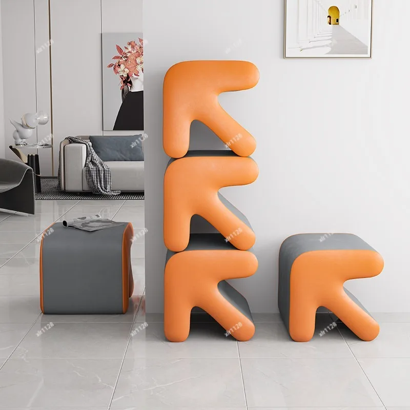 Nordic Style Arrow Shape Stool Household Shoe Changing Bench Living Room Low Stool