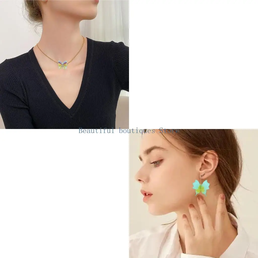 U4LF Versatile Resin Casting Mold Necklace Pendant Mold Butterfly Shaped Epoxy Molds Perfect for Creating Jewelry Keychains