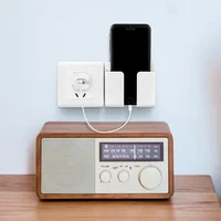 Wall Mount Phone Holder White Punch Free Wall Mobile Phones Charging Stand Lazy Sticky Remote Control Storage Box 3