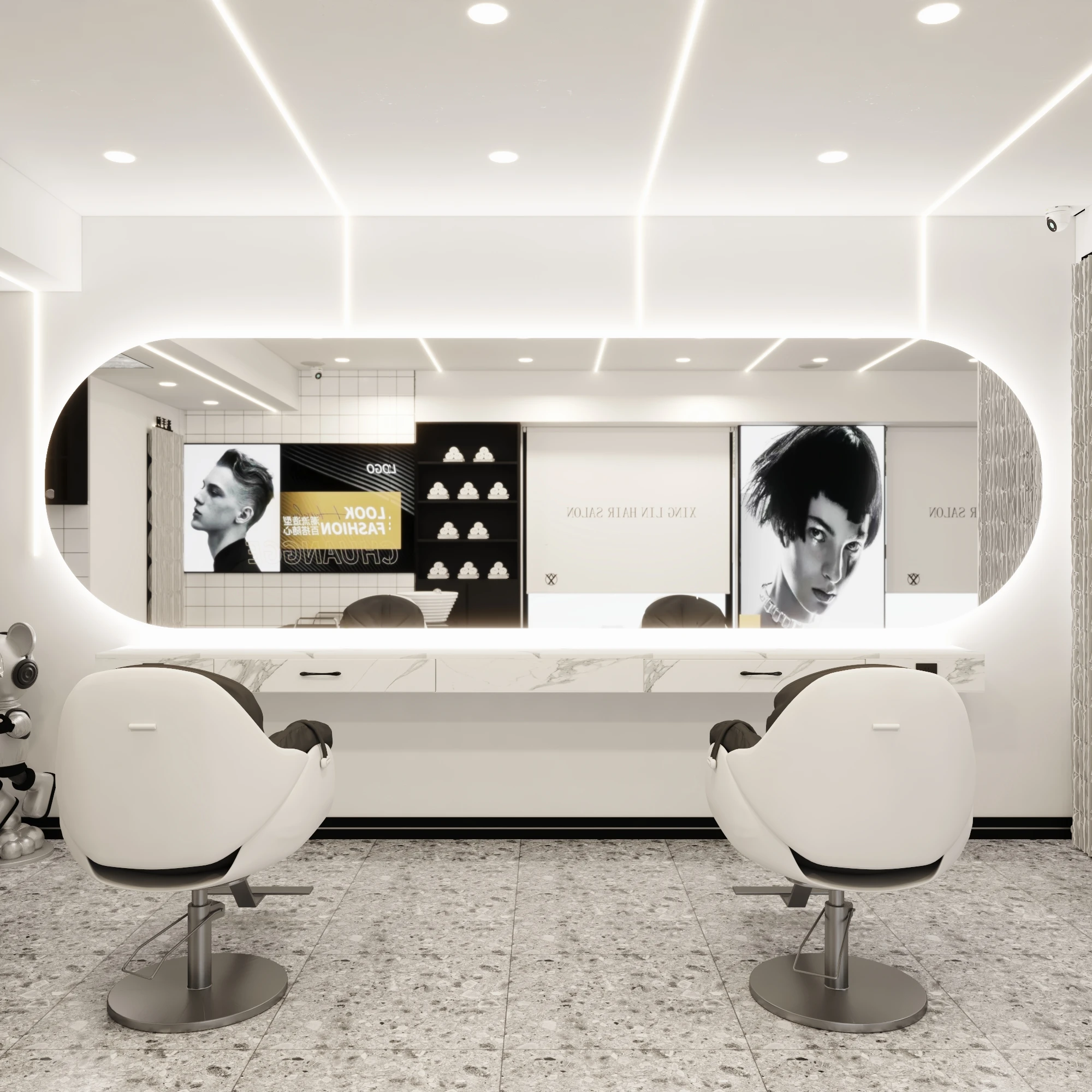 

Barber shop mirror perm and dye hair with lamp Chase mirror hair salon mirror table hair salon special wall hanging wall