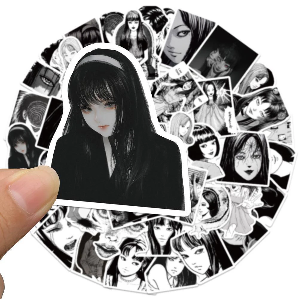 10/30/50pcs Tomie Junji Ito Anime Sticker Horror Tomie Kawakami Sticker Skateboard Suitcase Motorcycle Black And White Decals