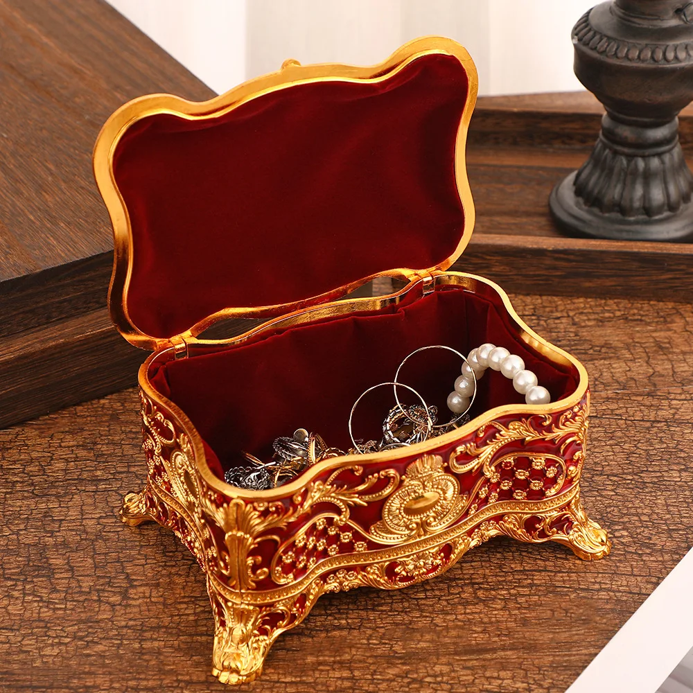 Luxury Jewelry Storage Box Gift for Girl Women Creative Gold Metal Trinket Box Tabletop decoration Keepsake Box