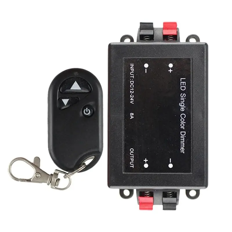 12V 24V DC 8A Single Color LED Strip Light Dimmer 1-Channel PWM Signal Controller With 3-Key Remote