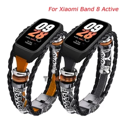 For Xiaomi Band 8 Active Strap Retro Leather Watchband Bracelet For Mi Band 8 Active Wristband Protective Cover Shell Accessorie