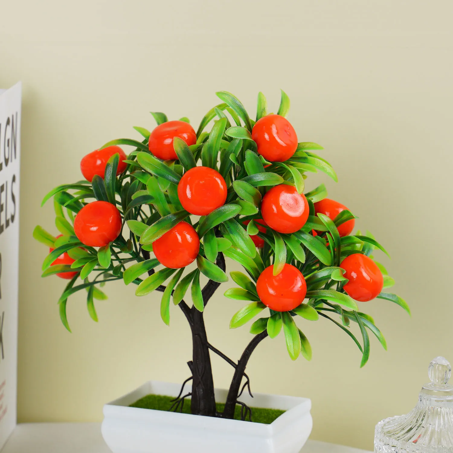 Artificial Fruit Plants Potted Bonsai Ornaments Craft Plant Aesthetic Room Decor Home Wedding Home Office Decoration Accessories