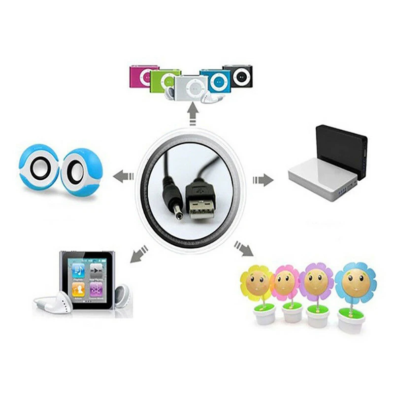 USB 포트 - 2.5 3.5 4.0 5.5mm 5V DC 배럴 잭 전원 케이블 코드 커넥터 검정색