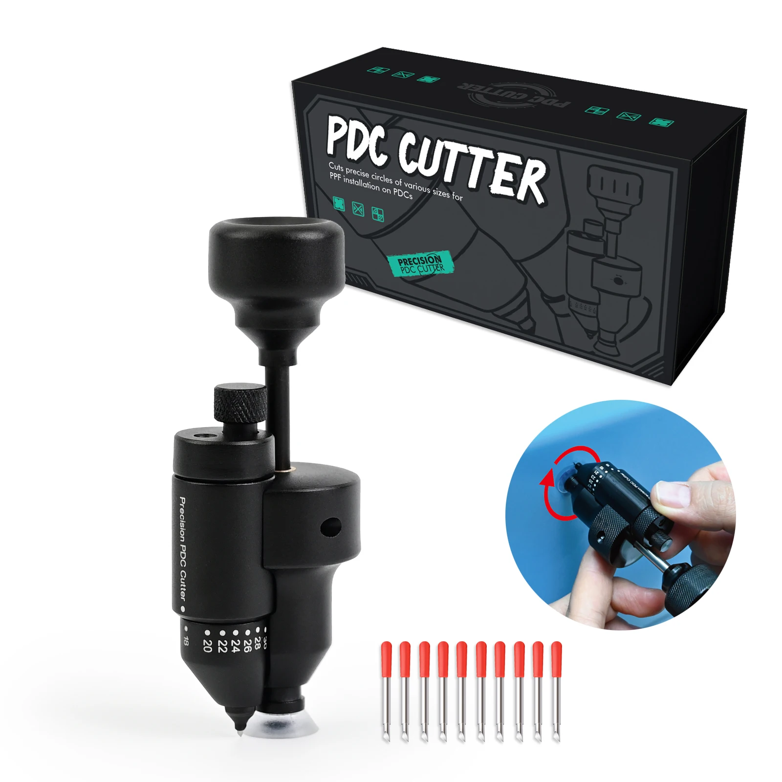 FOSHIO Car Covering Film Radar Hole Precise Cut Out Tool 18mm~32mm Diameter Parking Sensors Tints Wrapping Vinyl Design Cutter