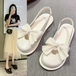 Fashion Casual Mary Jane Toe Sandals Fairy Wind 2022 Summer New Trendy Bow All-match Niche Flat Sandals Simple Women's Shoes