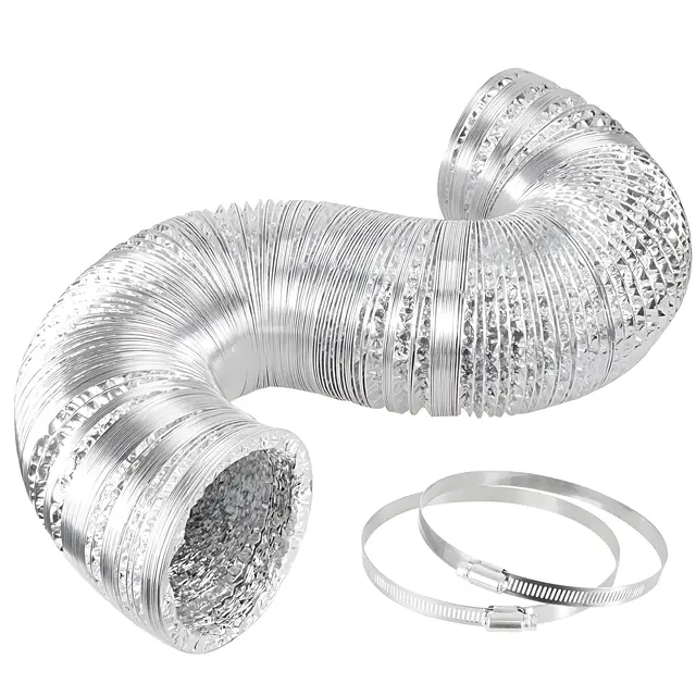 4'' 5'' 6'' 8'' 10'' 12'' 8 футів Nieizolowany elastyczny przewód z folii aluminiowej Suszarka Wąż wentylacyjny z 2 zaciskami