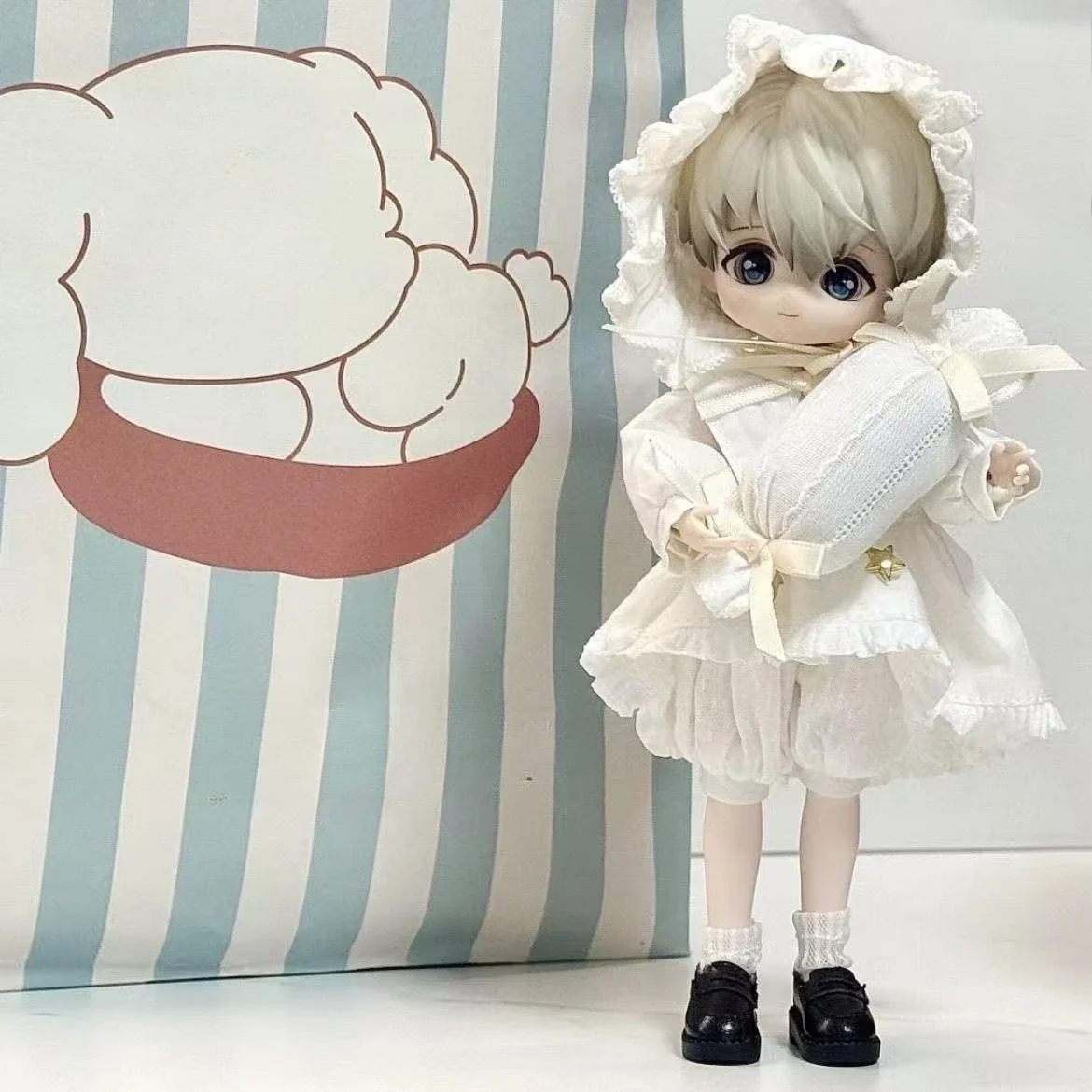（Customize 30 Days）16cm Doll's Clothes Suit for 1/12 Bjd Doll OB11 Clothing Hat+top+shawl+shorts Dress （4 point）