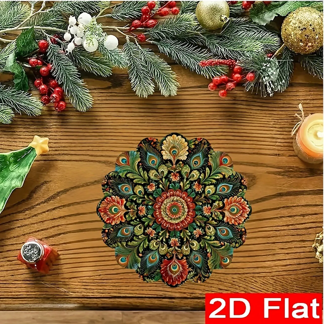 4-piece set - wooden placemat, anti slip and heat-resistant, desktop protection, dining table decoration, restaurant gift