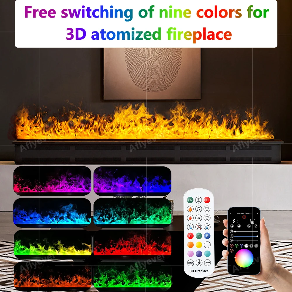 High end home decoration furniture fireplace core simulation flame humidifier embedded 3D atomization fireplace false fire