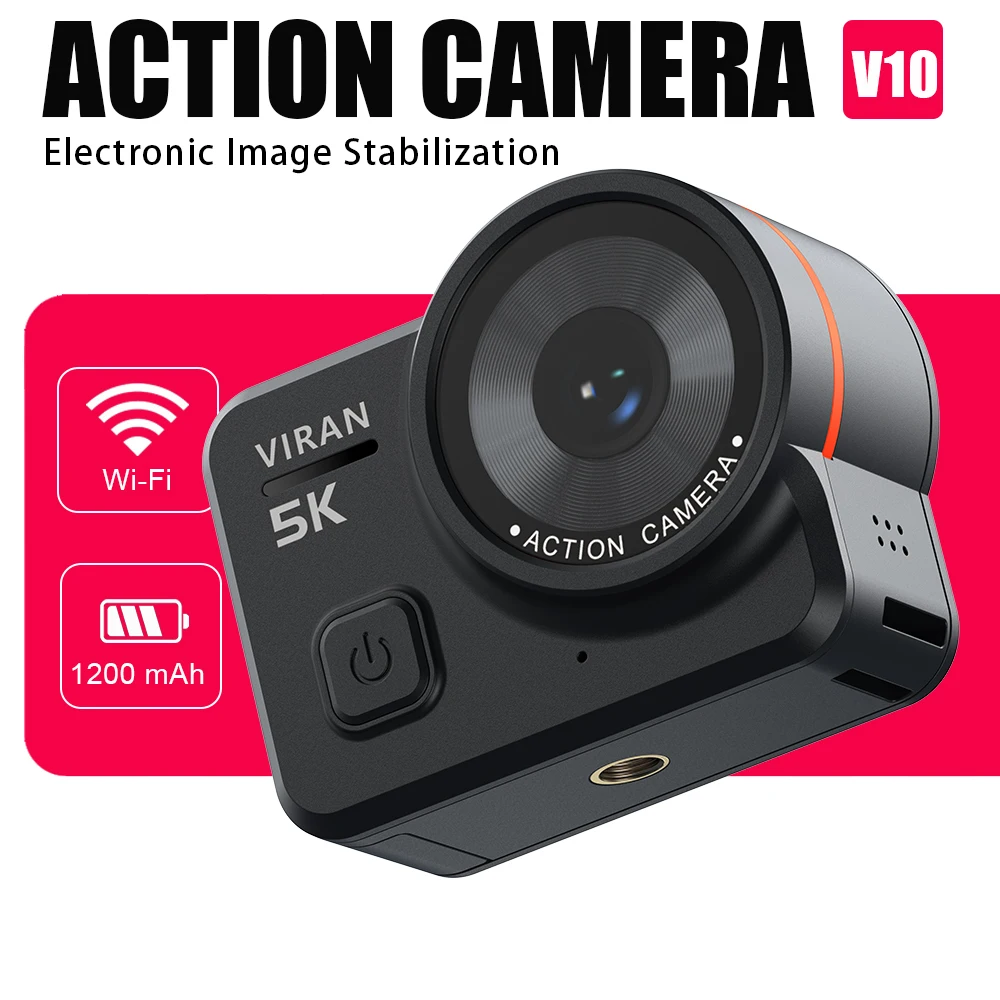 

Action Camera 4K 60FPS V10 5K WiFi Anti-shake Go With Remote Control Screen Waterproof Sport Camera pro drive recorder