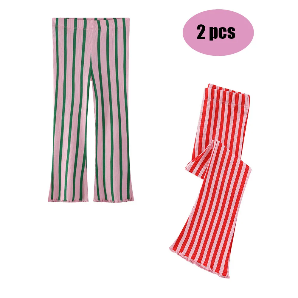 Jumping Meters Girls Flare Pants Striped 2-7T Children's Full Length Leggings Pencil Trousers Kids Fashion Autumn Collection